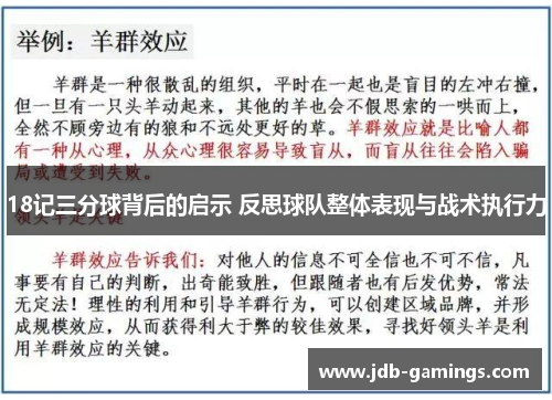 18记三分球背后的启示 反思球队整体表现与战术执行力